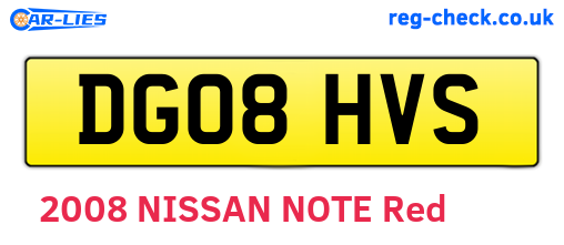 DG08HVS are the vehicle registration plates.