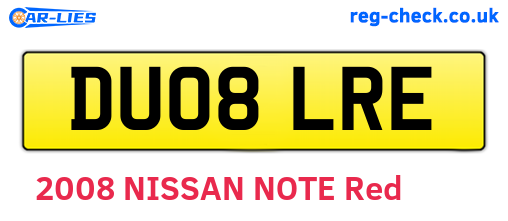 DU08LRE are the vehicle registration plates.