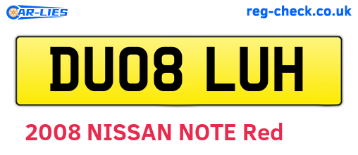 DU08LUH are the vehicle registration plates.