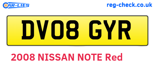 DV08GYR are the vehicle registration plates.