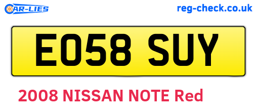 EO58SUY are the vehicle registration plates.
