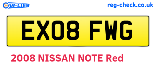 EX08FWG are the vehicle registration plates.