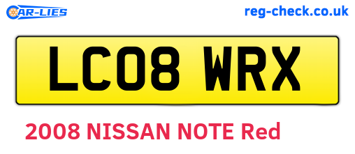 LC08WRX are the vehicle registration plates.