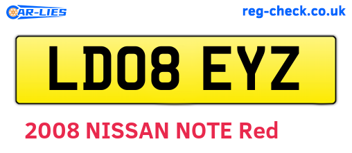 LD08EYZ are the vehicle registration plates.