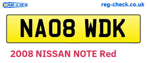 NA08WDK are the vehicle registration plates.