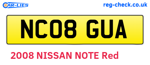 NC08GUA are the vehicle registration plates.
