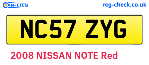NC57ZYG are the vehicle registration plates.