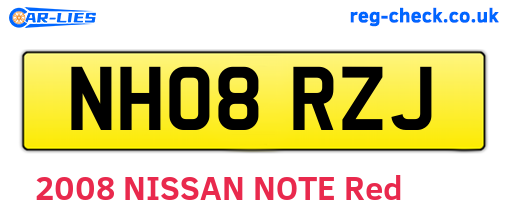 NH08RZJ are the vehicle registration plates.