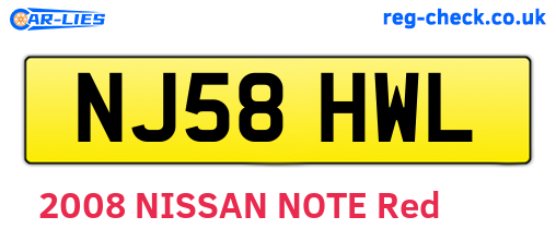 NJ58HWL are the vehicle registration plates.