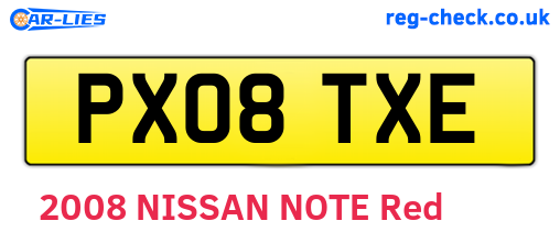 PX08TXE are the vehicle registration plates.