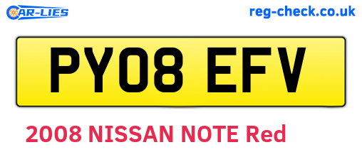 PY08EFV are the vehicle registration plates.