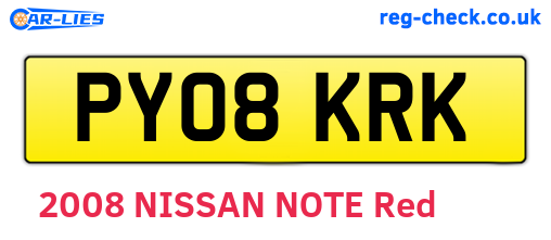 PY08KRK are the vehicle registration plates.