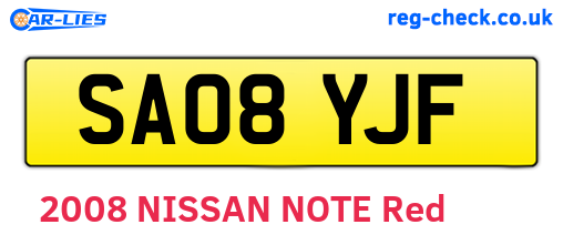SA08YJF are the vehicle registration plates.