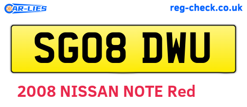 SG08DWU are the vehicle registration plates.
