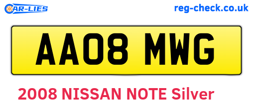 AA08MWG are the vehicle registration plates.