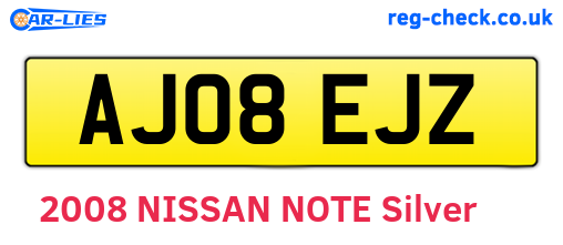 AJ08EJZ are the vehicle registration plates.