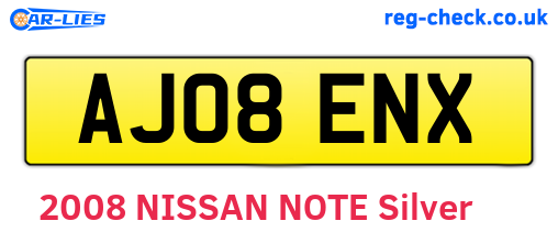AJ08ENX are the vehicle registration plates.