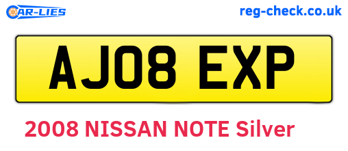 AJ08EXP are the vehicle registration plates.