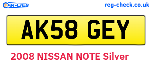 AK58GEY are the vehicle registration plates.