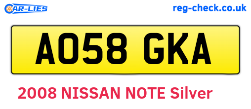 AO58GKA are the vehicle registration plates.
