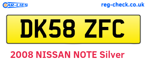 DK58ZFC are the vehicle registration plates.