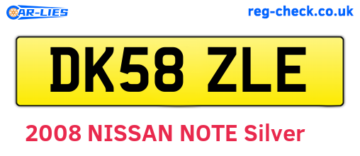 DK58ZLE are the vehicle registration plates.
