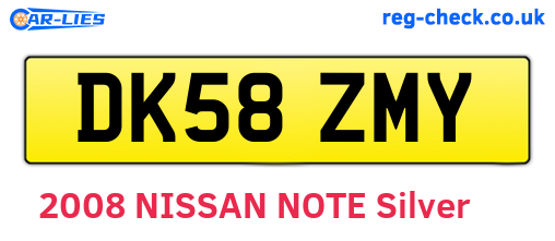DK58ZMY are the vehicle registration plates.