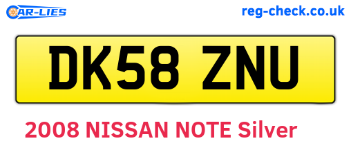 DK58ZNU are the vehicle registration plates.