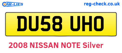 DU58UHO are the vehicle registration plates.