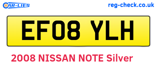 EF08YLH are the vehicle registration plates.