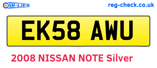 EK58AWU are the vehicle registration plates.