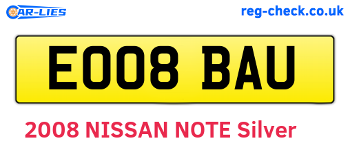 EO08BAU are the vehicle registration plates.