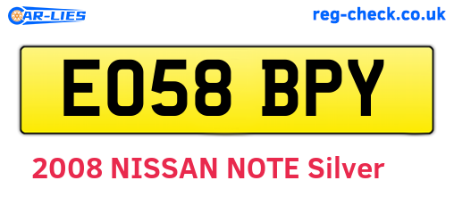 EO58BPY are the vehicle registration plates.