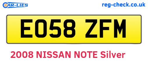 EO58ZFM are the vehicle registration plates.