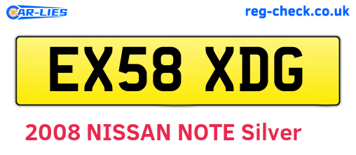 EX58XDG are the vehicle registration plates.