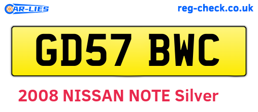 GD57BWC are the vehicle registration plates.
