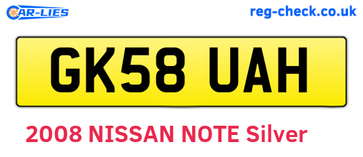 GK58UAH are the vehicle registration plates.