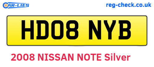 HD08NYB are the vehicle registration plates.