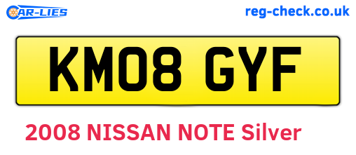 KM08GYF are the vehicle registration plates.