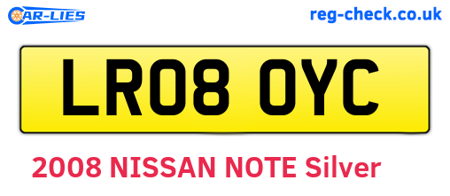 LR08OYC are the vehicle registration plates.