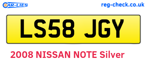 LS58JGY are the vehicle registration plates.
