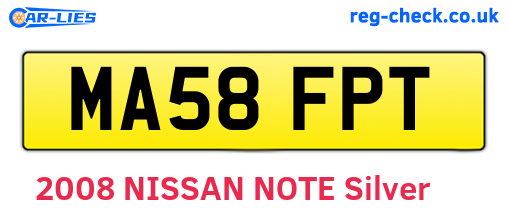 MA58FPT are the vehicle registration plates.