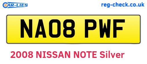 NA08PWF are the vehicle registration plates.