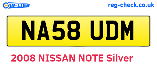 NA58UDM are the vehicle registration plates.