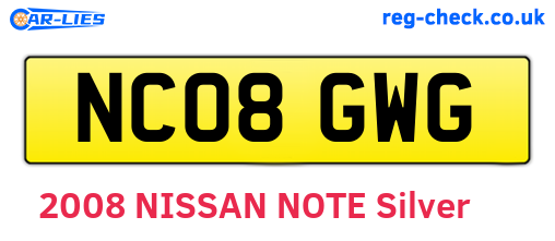 NC08GWG are the vehicle registration plates.