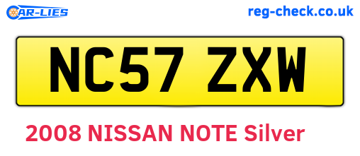 NC57ZXW are the vehicle registration plates.