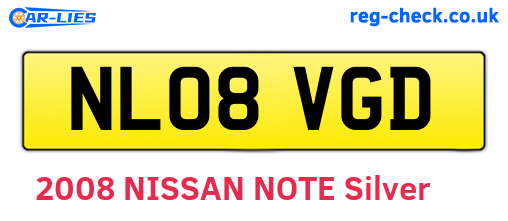 NL08VGD are the vehicle registration plates.