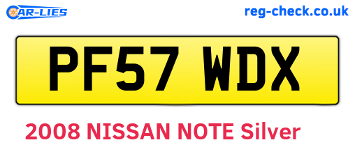 PF57WDX are the vehicle registration plates.