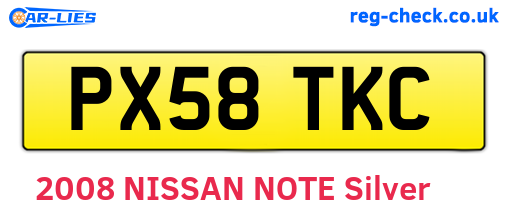 PX58TKC are the vehicle registration plates.
