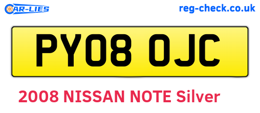 PY08OJC are the vehicle registration plates.